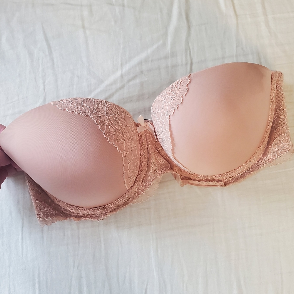 Strapless VS beige bra